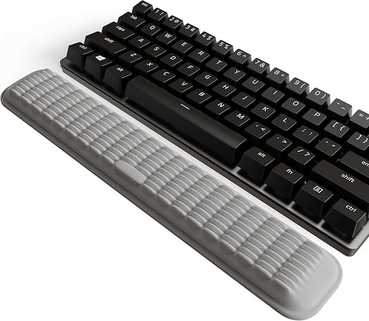 MEKASS Keyboard Wrist Rest for 60% Compact Keyboard, Ergonomic Soft Memory Foam Wrist Support with Non-Slip Silicone Base, Keyboard Pad Relieve Wrist Pain from Laptop, Computer, Typing (Light Grey)