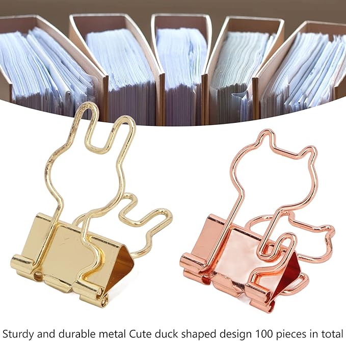 100pcs Binders Clips, Cute Cat Metal Binders Clips, Hollowed Cute Cat Shaped Metal Paper Clips for School Home Desk Organizers