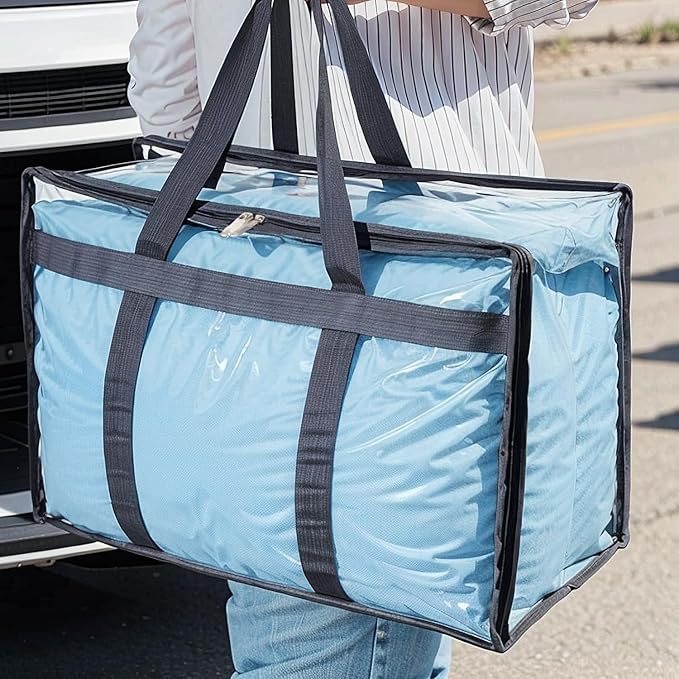 110L Large Capacity Clear Storage Bags with Zipper for Comforters, Blankets, Bedding, Quilts, Pillows – Plastic Storage Bags for Organizing Seasonal Clothes and Household Items