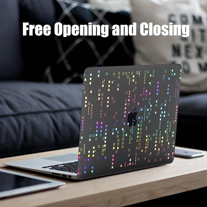 DTangLsm for M4 MacBook Air 13 inch Case 2025 2024-2022 M3 M2 A3240 A3113 A2681, Clear Plastic Hard Case for MacBook Air 13.6 inch Laser Print Laptop Shell&Keyboard Cover for Mac Air M4,Squares Black