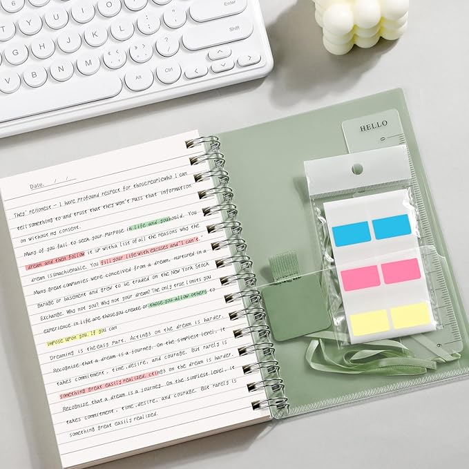 AHGXG Spiral Notebook - A5 Notebook College Ruled, Small 5.7" X 8.22", 300 Pages Thick Notebook Journal, 100GSM Lined Paper, Plastic Hardcover, for Work Office School Writing Notes, Sage Green