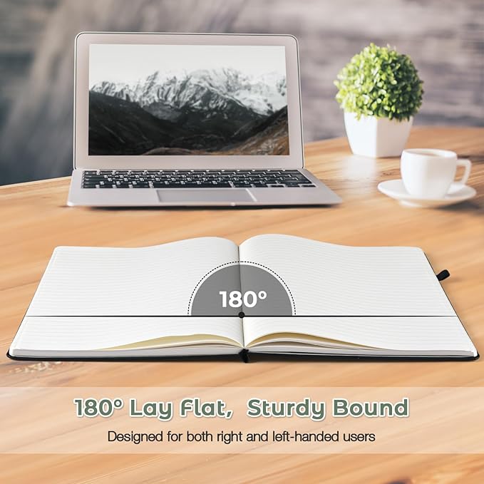 3 Pack College Ruled Notebook, A4 Hardcover Leather Notebook for Work, Lined Notebook Journal for Women, Men, 192 Thick Paper, 8.5" x 11", Large Notebook, Professional Business Notebook, Multicolor