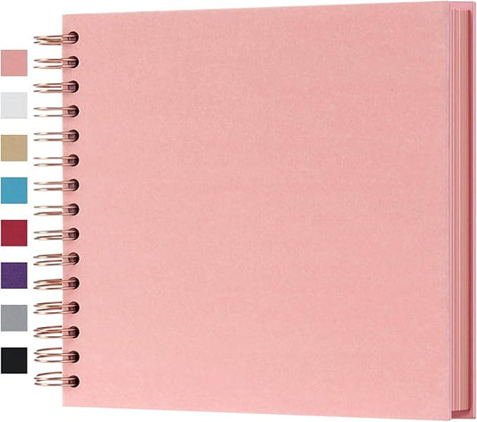 potricher 8 x 8 Inch DIY Scrapbook Photo Album 80 Pages Thick Kraft Blank Pink Paper Memory Book for Wedding and Anniversary Family (Pink, 8 Inch)