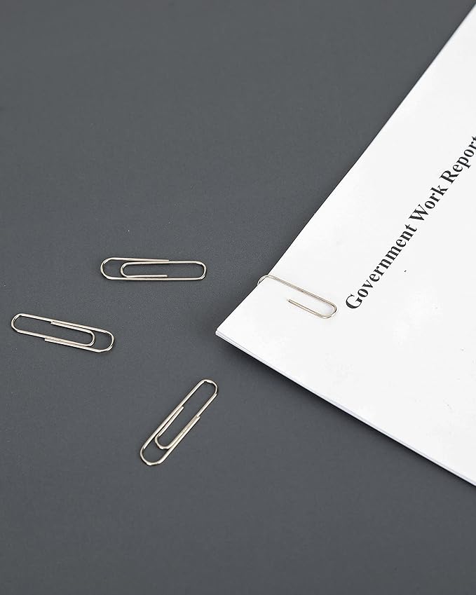 PAPERPAL Paperclips for Office School & Personal Use, #1 Smooth Paper Clip (1-2/7"), 600 Medium Paper Clips (6 Boxes of 100 Each), Silver