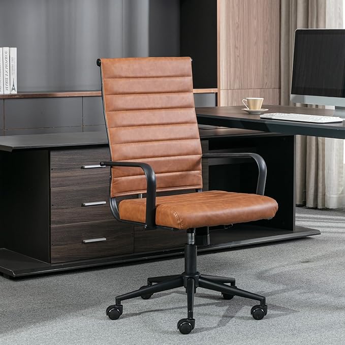 Okeysen Office Desk Chair Conference Room Chairs, Modern Ergonomic Executive Swivel Chair, Adjustable Height PU Leather Home Desk Chairs with Armrests, Comfy Computer Task Chairs with Wheels