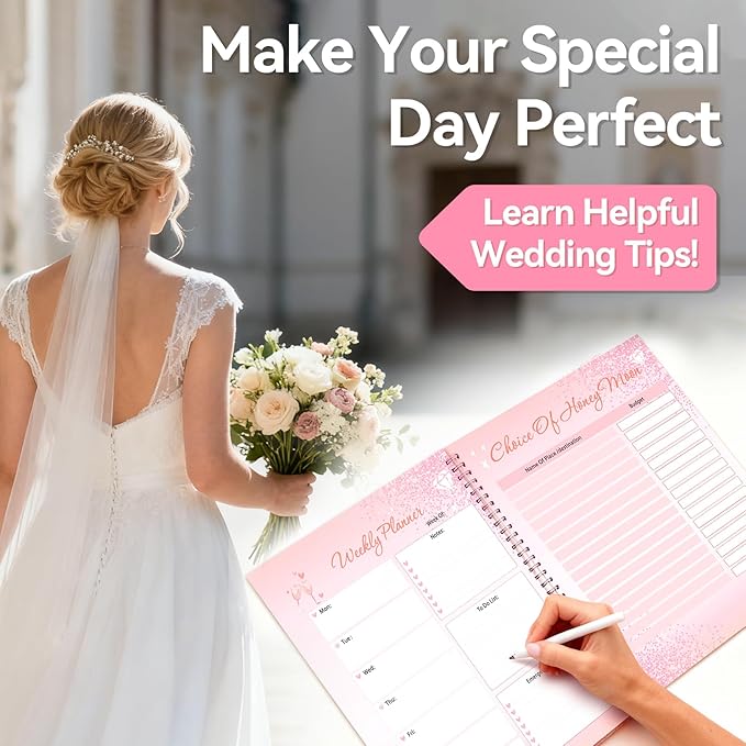 Wedding Planner Book and Organizer, Planner for Wedding Preparations, Wedding Planning Book for Newlyweds, with 12-Month Countdown Checklist for a Comprehensive Wedding Plan (11"× 8")