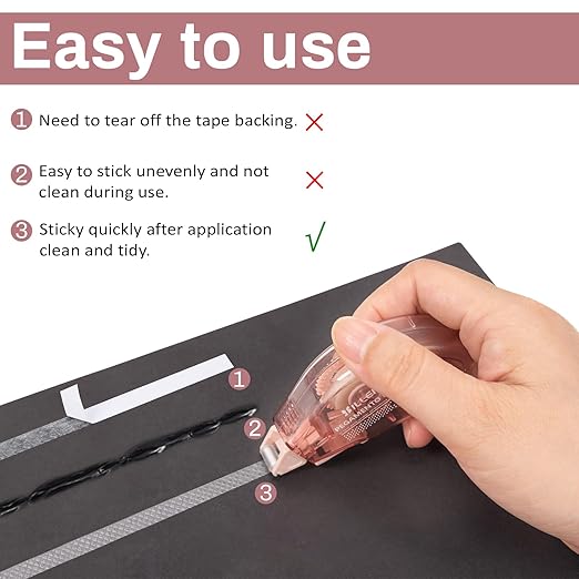 6 Pack Glue Tape, Double Sided Tape Roll for Crafts, Sticky Scrapbook Tape Runner, Scrapbooking Supplies for Crafting Photo Album Cards Journal School Office Gift Wrapping - 0.24IN x 20FT