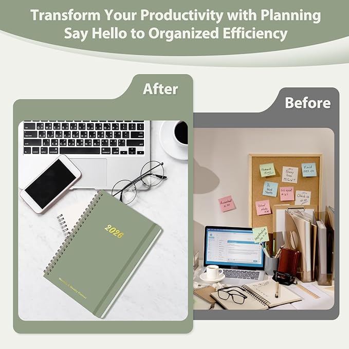2026 Planner, Weekly and Monthly Calendar Planning Agenda, Jan 2026 - Dec 2026, Academic Planner Book, Desk Accessories and Office Supplies for women & men - A5 (6.3'' x 8.5'')