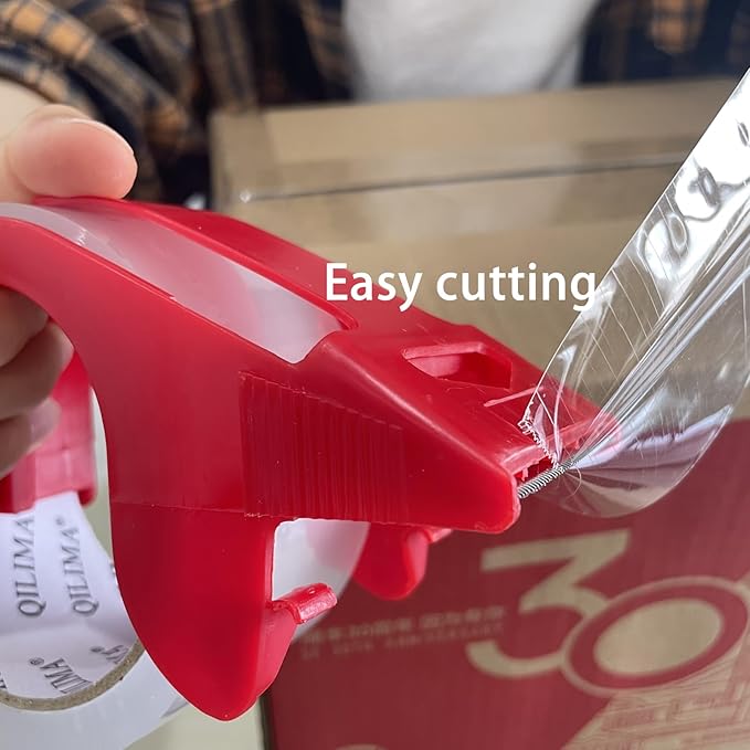 QILIMA 3 Rolls Clear Packing Tape with 3 Dispenser, Total 180 Yard,Heavy Duty Packaging Tape Designed for Moving Boxes, Shipping, Office, 2Mil 2 Inch x 60 Yard