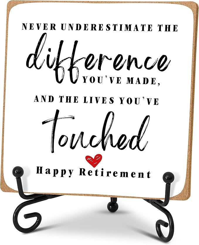 Home Office Desk Decor Wood Plaque with Stand, Coworker Gifts For Women Men Retirement Going Away Gift -A09