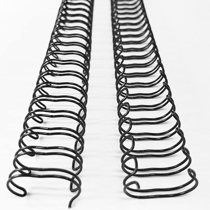 Binditek 100 Pack Double Loop Wire Binding Spines, 9/16Inch Binding Wire for Letter size, 3:1 Pitch, 120 Sheet Capacity, 32-Loop, Black, for Students and Coworkers