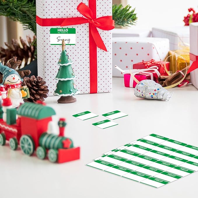 Zacool 480 Pcs Green Name Tag Stickers (3 "x 2") Identification Badges,Peel and Stickers "Hello My Name is" Name Tags Stickers Newborn Baby Name Sticker for Themed Party Family Home School Office