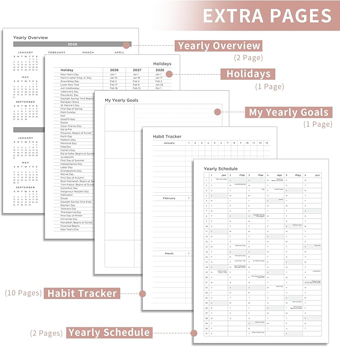 AHGXG 2026 Planner, Weekly and Monthly, Large A4 8.5"x11", Planner 2026-2027, Calendar 15-Months Jan 2026 - Mar 2027, Vegan Leather Softcover, Inner Pocket, Rose Gold
