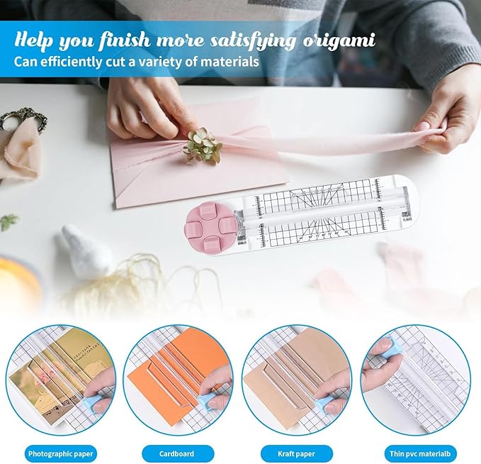 4-in-1 Multi-Function Paper Trimmer,Bidirectional Papers Cutter,Bidirectional Rotary Paper Cutter for A4/Photo/Card, for Daily Manual and Office Use (Blue+Green)