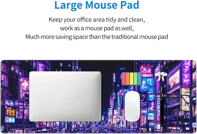 City Mouse Pad 31.5 X 11.8 Inch Big Desk Rubber Base Stitched Edges Keyboard Pad XXL Mouse Mat for Home Game and Office