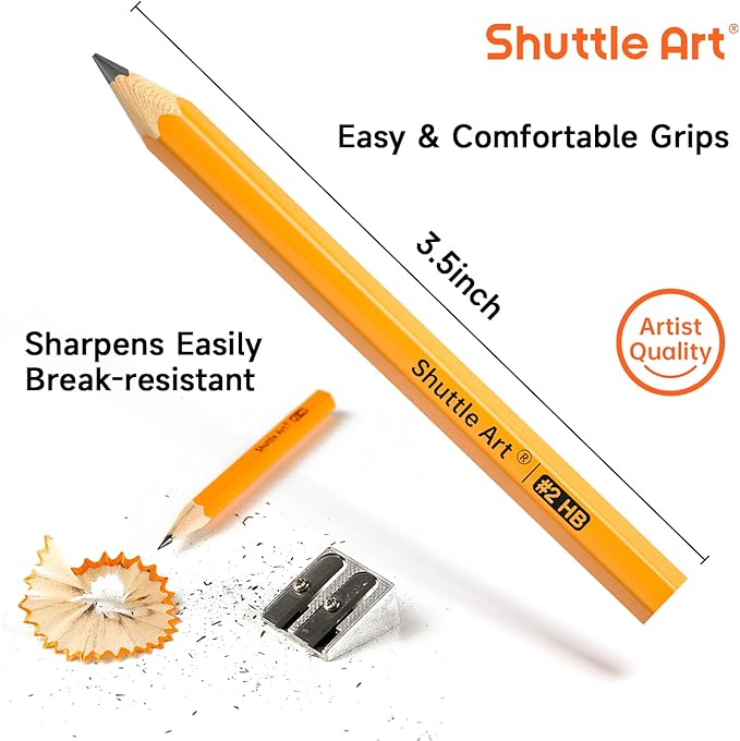 Shuttle Art 900 Pack #2 HB Golf Pencils, Wood-cased 3.5” Mini Pencils Bulk, Pre-sharpened Small Pencil for Kids Teachers Writing Marking Sketching, Classroom Essentials, Back to School Supplies