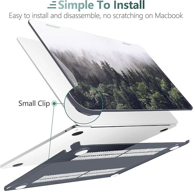 DONGKE Compatible with M4 MacBook Air 15 inch Case 2025 2024 2023 A3241 A3114 A2941 M3 M2 Liquid Retina Display Touch ID, Plastic Hard Case & Keyboard Skin & Screen Protector- Forest