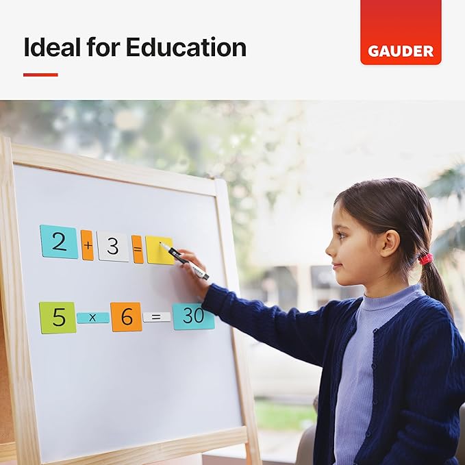 GAUDER Magnetic Labels Writable - Reusable Magnet Tags for Whiteboard, Chalkboard, Kanban Board and Refrigerator - Magnet Cards with Marker (30 Pack - 3 x 1 Inches)