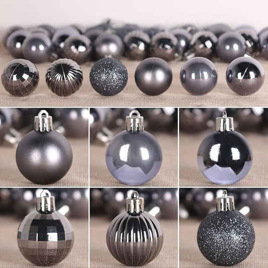 Space Gray 1.6" Small Christmas Balls Christmas Tree Decoration Ornaments Shatterproof Hanging Balls for Birthday Halloween Holiday Wedding Decorations Set of 36pcs