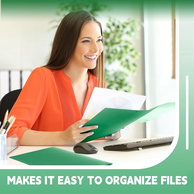 Henoyso 150 Pcs Plastic Folders with Clear Front Pockets Bulk Heavy Duty File Folders with 2 Pockets and Card Slot for Student Teacher Back to School Supplies Office Presentation (Green)