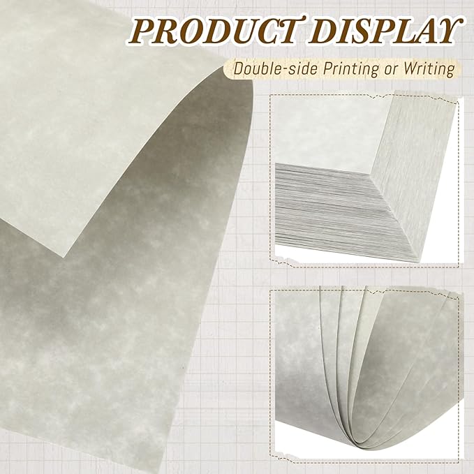 Epakh 200 Pcs Old Age Parchment Paper 8.5 x 11 Inch Standard Letter Vintage Colored Old Parchment Semblance Double Side Printing Paper (Dove Gray)