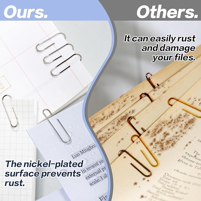 Deli Jumbo Paper Clips Smooth, 300 Large Paper Clips, 3 Boxes of 100 Each, Silver