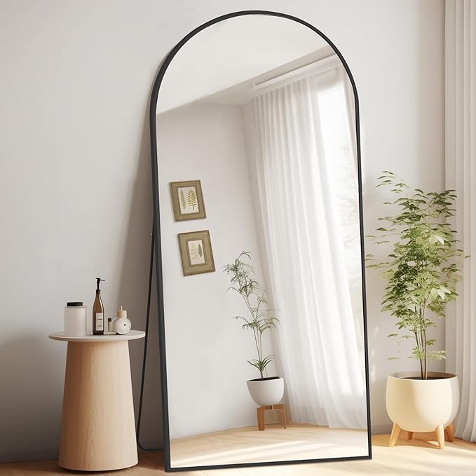MELOMOIR 71"x32" Large Mirror Full Length, Arched Full Length Mirror with Stand, Large Floor Mirror for Bedroom Living Room Cloakroom Gym, Hanging Standing or Leaning, Black
