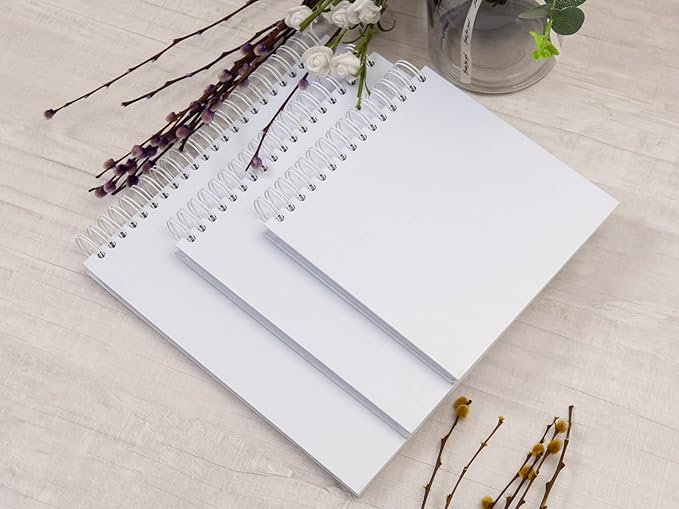 potricher 10 x 10 Inch DIY Scrapbook Photo Album 80 Pages Thick Kraft Blank White Paper Memory Book for Wedding and Anniversary Family (White, 10 Inch)