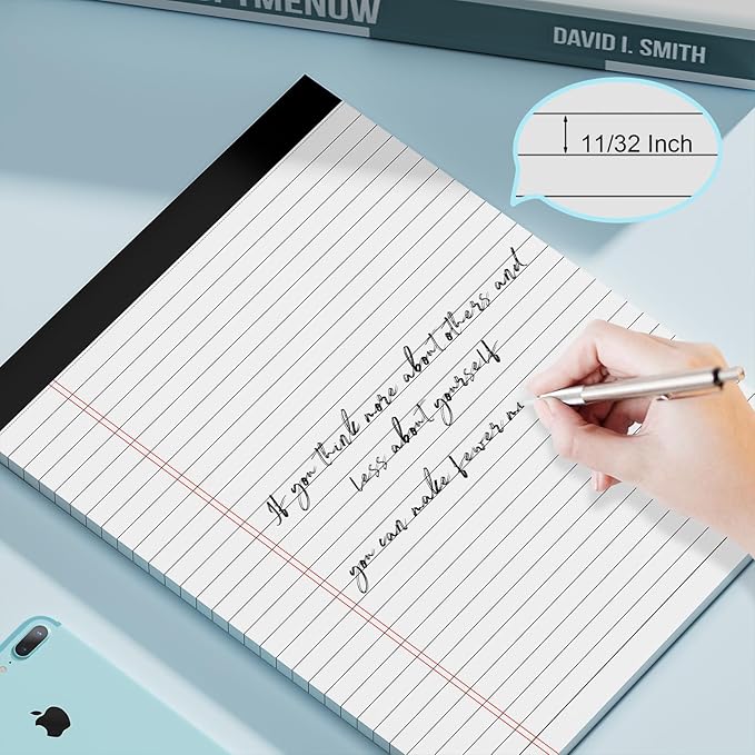 12 Pack of Legal Pads 8.5 x 11 Wide Ruled Writing Pads 8.5" x 11.75" Notepad 30 Sheets per White Legal Pad Clear Print Note Pads 8x11 Pads of Paper
