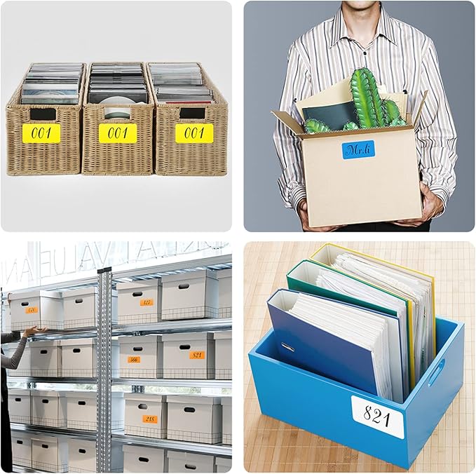 Rectangle Labels Sticker 3×5 Inch Vinyl Floor Stickers Color Coding Name Tags Roll Removable 200 PCS, Blue