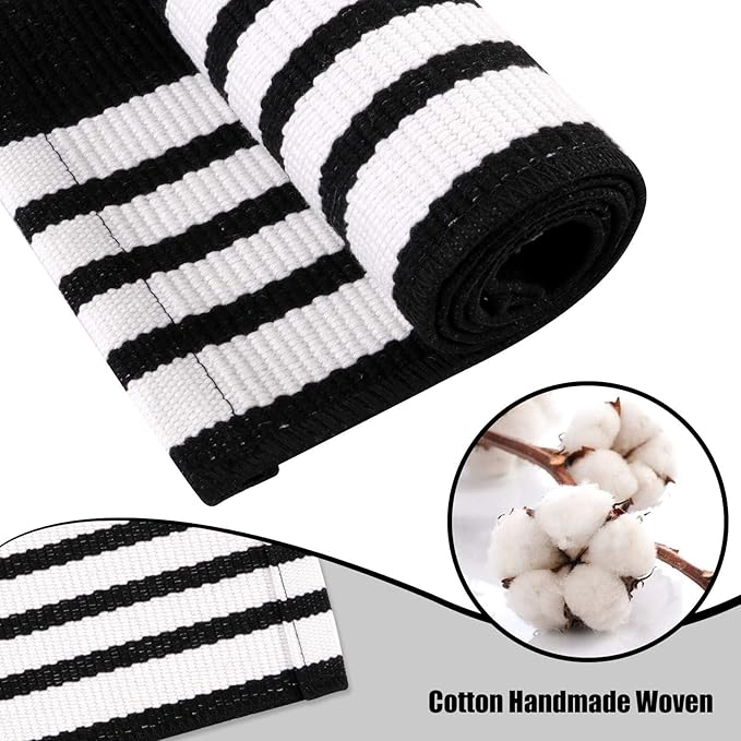 OJIA Christmas Front Door Mats Outdoor 27.5x43 Inches, Black and White Outdoor Rugs Cotton Woven Front Door Rug Machine Washable Layered Doormats for Porch/Farmhouse/Kitchen/Entryway/Patio