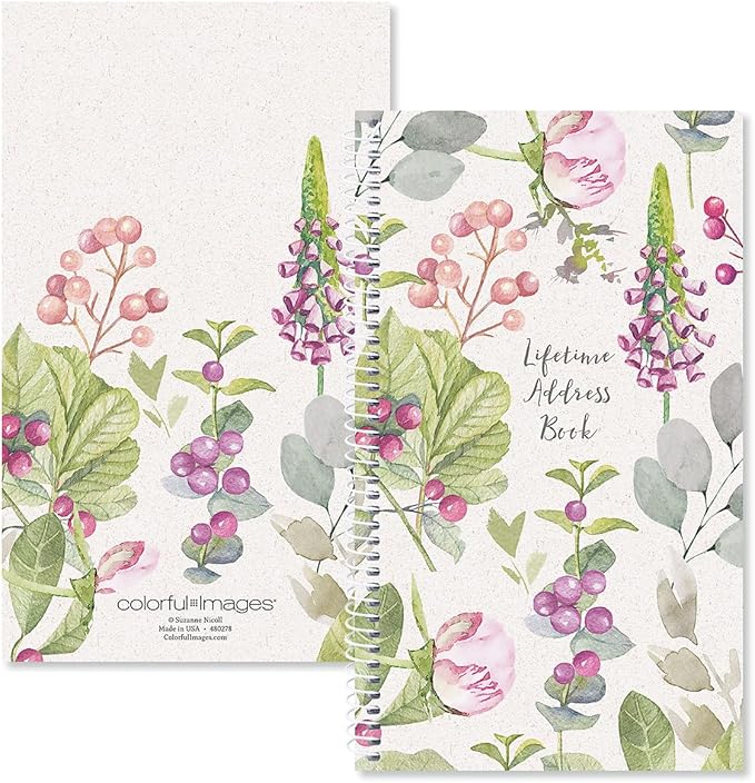 Pale Peony Address Book - 94 Pages; 5" x 8-1/2", Spiral Bound Address Book