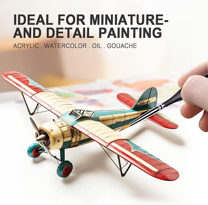 Golden Maple Miniature Paint Brushes, 15PC Model Brushes Micro Detail Paint Brush Set, Fine Detailing for Acrylics, Oils, Watercolors & Paint by Number, Figurine (Black)