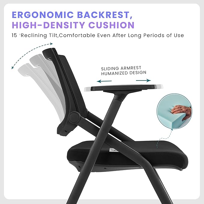 30 Pack Stackable Conference Room Chairs with Wheels and Paddle, Ergonomic Mesh Back and Arms for Meeting, Conference, Reception, Training Room & Home Office Desk Folding Chairs