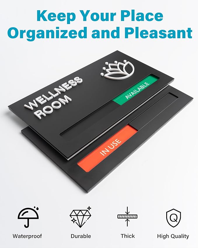 Wellness Room Sign - Do Not Disturb Privacy Slide Door Sign In Use And Available Slider Indicator Tells Whether Room Vacant Or Occupied