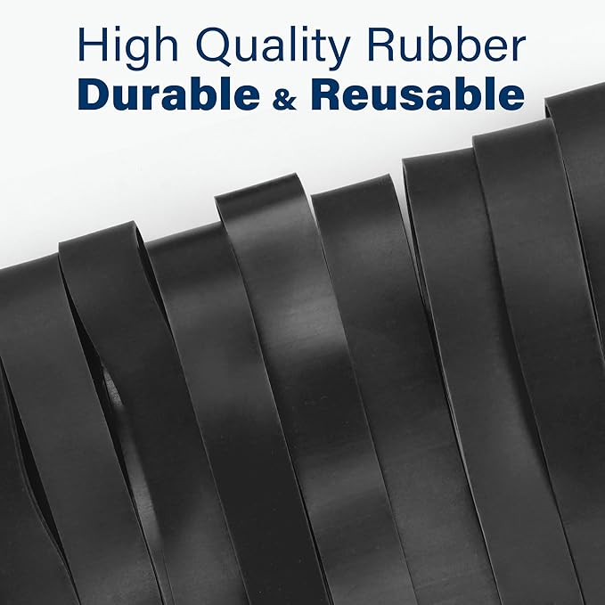 LotFancy Large Rubber Bands, 30Pcs Size #107 Big Wide Elastic Bands, Heavy Duty Black Long Rubber Bands for Office Supplies