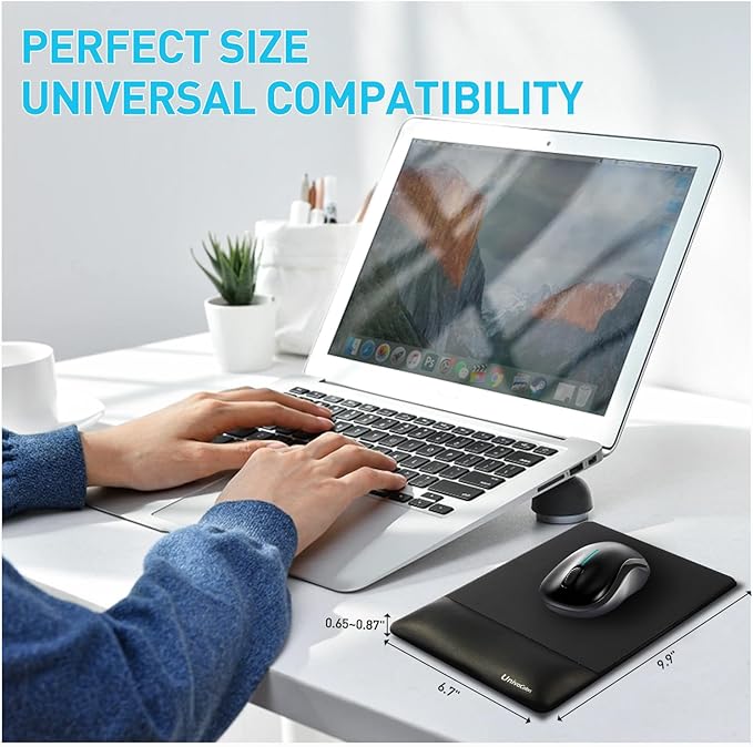 UnivoColors Design-Wave Wrist Rest Mouce Pad,PE Mouse Sliding Panel+Artificial Sheepskin+Memory Foam+Ergonomic+Anti-Slip Gel,Resilience Support During Work and Gaming,Mouce Accessory,White