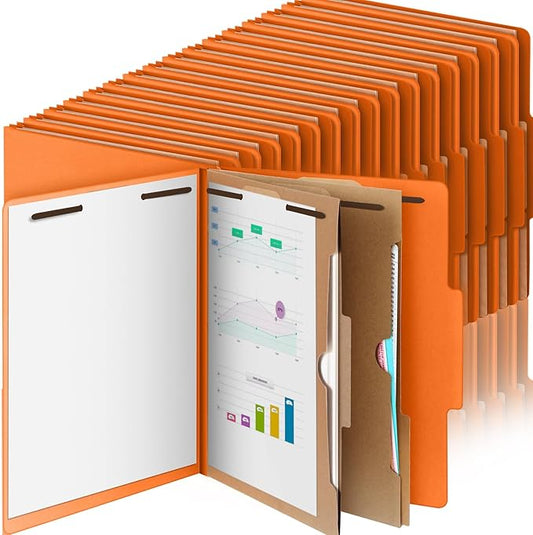 Skyygemm 36 Pcs Classification Folders Letter Size, 2 Pocket Dividers Pressboard File Folder with Fasteners, Expanding File Organizer Bulk for Teachers, Clergy, Office, Church, Christmas (Orange)