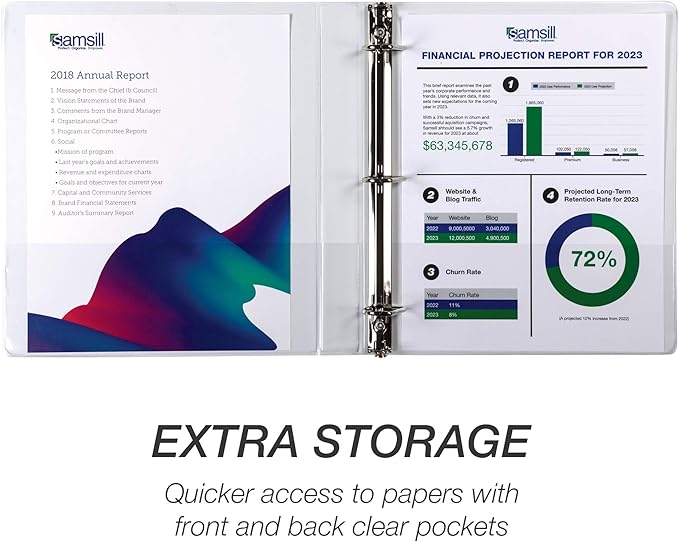 Samsill Durable 1 inch 3 Ring Binder, Made in USA, D Ring Binder, FSC 100% Recycled Chipboard, White, 4 Pack