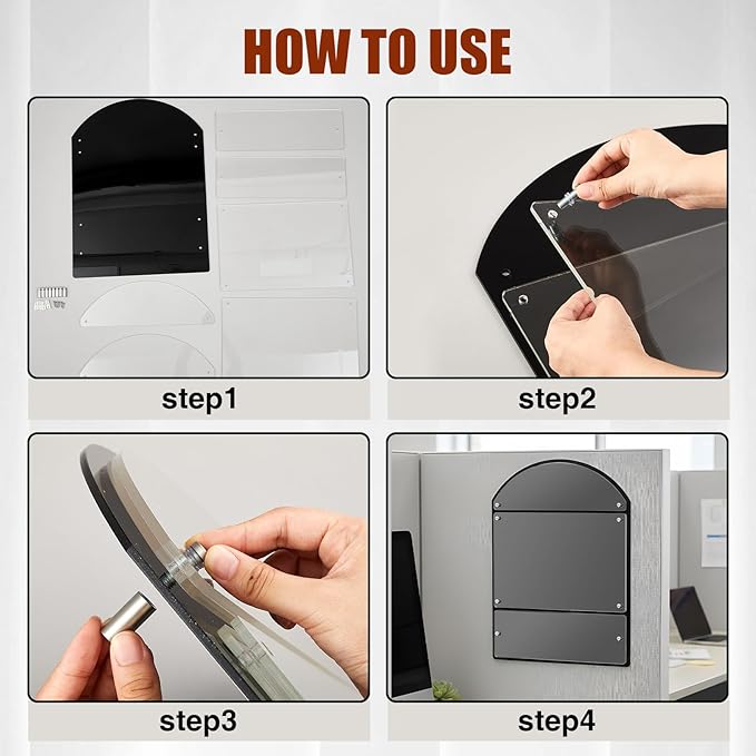 25 x 18.5 Inches Wall Mounted Office Sign Acrylic Directory Sign Office Wall Directory Large Signs Holder 6 Panels Black Backing for Restaurant Church Poster Frame Easy Install Board