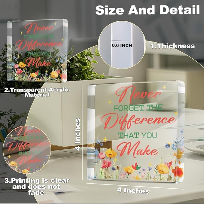 Sunshine Gifts for Women Men Coworkers Friends, Positive Affirmation Desk Acrylic Sign 4X4 Inch, Human Sunshine Desk Decorative Signs for Table Top Cubicle Room Office Decor