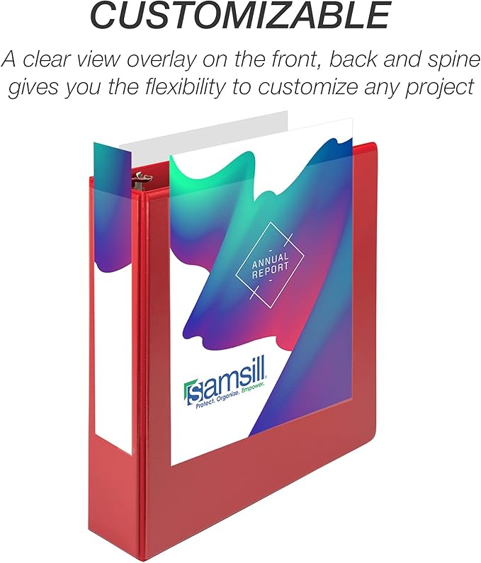 Samsill Durable 2 inch 3 Ring Binder, Made in USA, D Ring Binder, FSC 100% Recycled Chipboard, Red, 12 Pack