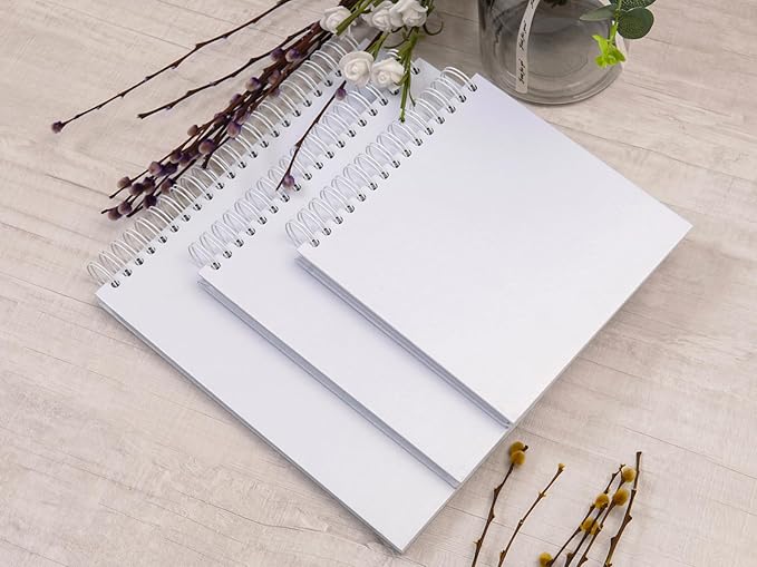 potricher 8 x 8 Inch DIY Scrapbook Photo Album 80 Pages Thick Kraft Blank White Paper Memory Book for Wedding and Anniversary Family (White, 8 Inch)