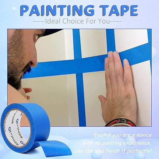 6 Rolls Blue Painters Tape Bulk 3 inch x 60 Yards, Total 360 Yd, Painters Masking Tape No Residue Wall Painting Tape Artist Tape Trim Edge Finishing Tape for Wall Painting Decoration DIY Supplies