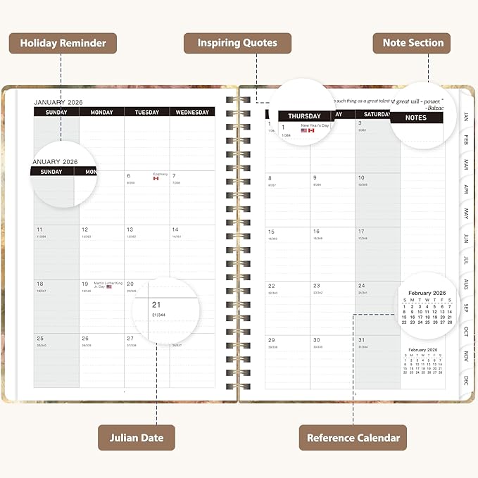 2026 Planner, Weekly and Monthly Calendar Planner Agenda, Jan 2026 - Dec 2026, Planning Academic Book, Office Desk Accessories and School Supplies - A5 (6.3'' x 8.5'')