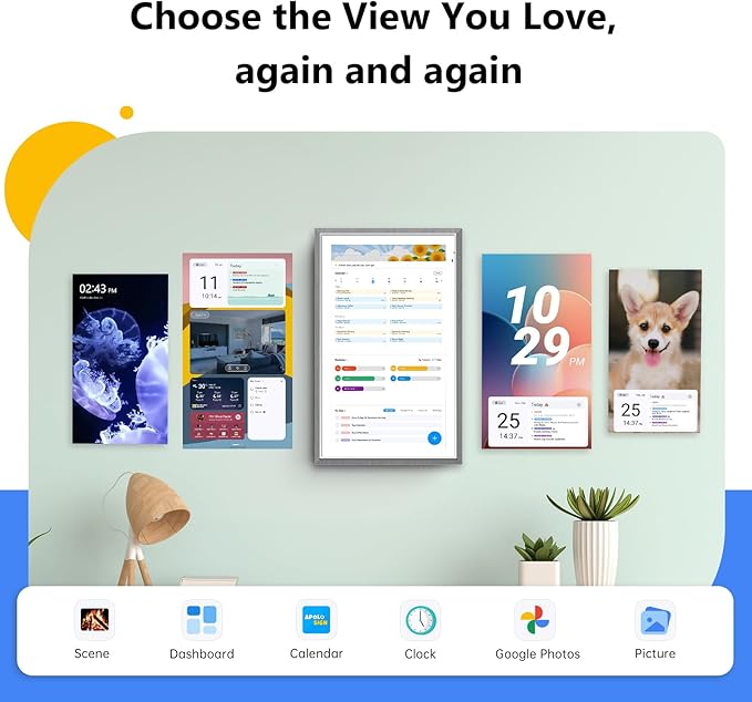 ApoloSign Digital Calendar: 15.6" Wall Planner Electronic Calendar, Smart Touchscreen Interactive Display for Chore Chart, Family Schedules, Supports All Apps via Google Play (Gray Wood, 15.6-inch)