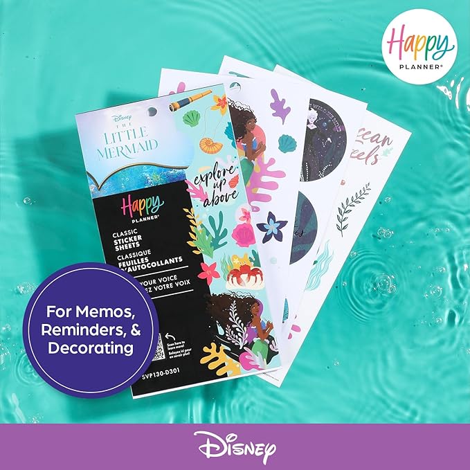 Happy Planner Disney The Little Mermaid, Classic Sticker Sheets, 647 pieces