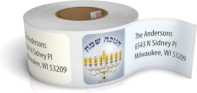 Customized Personalized Hannukah Address Labels - Made in The USA by Kenco (250 Labels, Hannukah)
