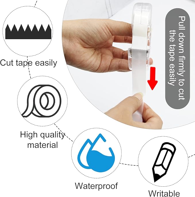 OWLKELA - 16 Pack 3/4" x 28 yds Invisible Tapes and Refillable Dispensers, Matte Finish Adhesive Tape, Tape Refill with Dispenser for Home, School