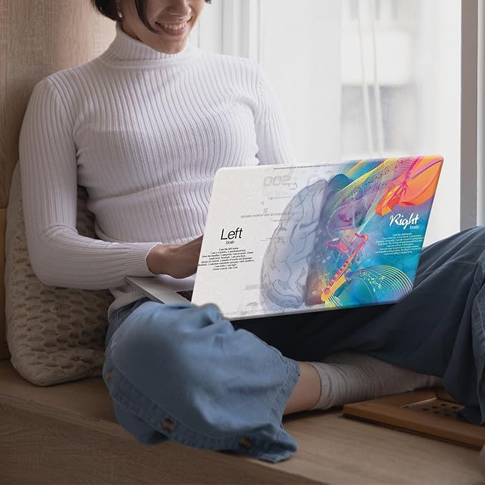 KEROM Compatible with MacBook Air 13 inch Case 2022 2021 2020 2019 2018 Release M1 A2337 A2179 A1932 Retina Display Touch ID, Plastic Hard Shell Case & Keyboard Cover, Left Right Brain